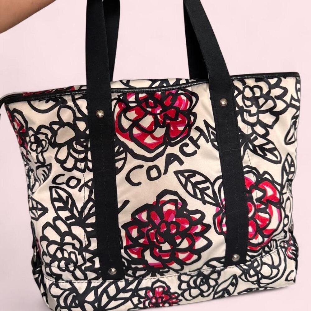 Y2K Coach Poppy Floral Nylon Tote Bag F16914